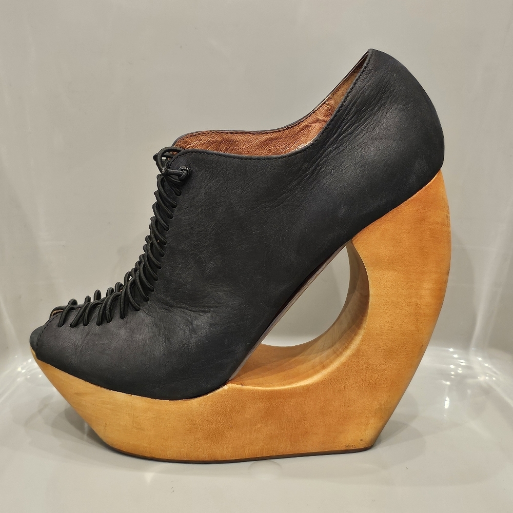 Jeffrey Campbell Leather Lace Up Platform Wedges - Picture 7 of 16